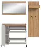 Garderobe Set 3-teilig Borga in wei� und Artisan Eiche 175 x 192 cm, Soft-Close