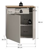 Schuhschrank Skid in Kaschmir Sand und Evoke Eiche Flur Kommode 80 x 88 cm
