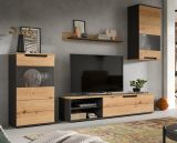 Wohnwand Briska in Artisan Eiche und grau 4-teilig 246 cm, Soft-Close