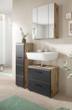 Badezimmer Kommode Cover in schwarz matt und Nox Eiche Badkommode h�ngend / stehend 30 x 106 cm