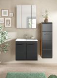 Badezimmer Kommode Cover in schwarz matt und Nox Eiche Badkommode h�ngend / stehend 30 x 106 cm