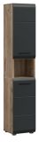 Badezimmer Hochschrank Cover in schwarz matt und Nox Eiche Badschrank 30 x 185 cm