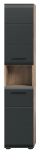 Badezimmer Hochschrank Cover in schwarz matt und Nox Eiche Badschrank 30 x 185 cm