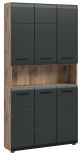 Badezimmer Hochschrank Cover in schwarz matt und Nox Eiche Mehrzweckschrank 90 x 185 cm