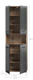 Badezimmer Hochschrank Cover in schwarz matt und Nox Eiche Badschrank 60 x 185 cm
