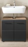 Waschbeckenunterschrank Cover in schwarz matt und Nox Eiche Badezimmer Unterschrank 60 cm