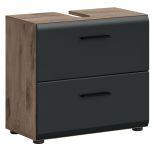 Waschbeckenunterschrank Cover in schwarz matt und Nox Eiche Badezimmer Unterschrank 60 cm