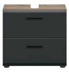Waschbeckenunterschrank Cover in schwarz matt und Nox Eiche Badezimmer Unterschrank 60 cm