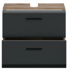 Waschbeckenunterschrank Cover in schwarz matt und Nox Eiche Badezimmer Unterschrank 60 cm