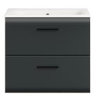 Waschbeckenunterschrank MIT Waschbecken Cover in schwarz matt und Nox Eiche Waschtisch h�ngend 60 cm