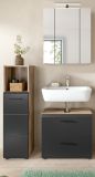 Badm�bel Set 3-teilig Cover in schwarz matt und Nox Eiche Badkombination 105 x 185 cm