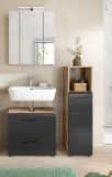 Badm�bel Set 3-teilig Cover in schwarz matt und Nox Eiche Badkombination 105 x 185 cm