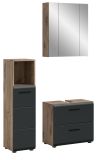 Badm�bel Set 3-teilig Cover in schwarz matt und Nox Eiche Badkombination 105 x 185 cm