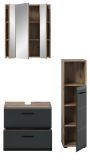 Badm�bel Set 3-teilig Cover in schwarz matt und Nox Eiche Badkombination 105 x 185 cm