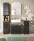 Badm�bel Set 2-teilig Cover in schwarz matt und Nox Eiche Badkombination 60 x 185 cm