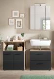 Badm�bel Set 3-teilig Cover in schwarz matt und Nox Eiche Badkombination 135 x 185 cm