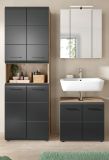 Badm�bel Set 3-teilig Cover in schwarz matt und Nox Eiche Badkombination 135 x 185 cm