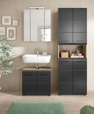 Badm�bel Set 3-teilig Cover in schwarz matt und Nox Eiche Badkombination 135 x 185 cm