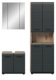 Badm�bel Set 3-teilig Cover in schwarz matt und Nox Eiche Badkombination 135 x 185 cm