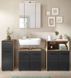 Badm�bel Set 4-teilig Cover in schwarz matt und Nox Eiche Badkombination 180 x 185 cm