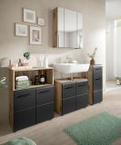 Badm�bel Set 4-teilig Cover in schwarz matt und Nox Eiche Badkombination 180 x 185 cm
