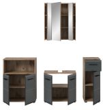Badm�bel Set 4-teilig Cover in schwarz matt und Nox Eiche Badkombination 180 x 185 cm