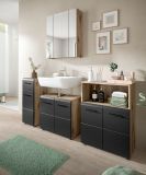 Badm�bel Set 3-teilig Cover in schwarz matt und Nox Eiche Badkombination 105 x 185 cm