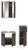 Badm�bel Set 3-teilig Cover in schwarz matt und Nox Eiche Badkombination 105 x 185 cm