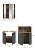 Badm�bel Set 3-teilig Cover in schwarz matt und Nox Eiche Badkombination 135 x 185 cm