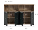 Badezimmer Kommode Set Cover in schwarz matt und Nox Eiche 2x Badkommode 120 x 80 cm