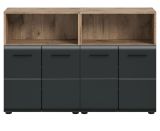 Badezimmer Kommode Set Cover in schwarz matt und Nox Eiche 2x Badkommode 120 x 80 cm