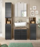 Badm�bel Set 4-teilig Cover in schwarz matt und Nox Eiche Badkombination 150 x 185 cm