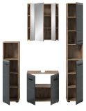Badm�bel Set 4-teilig Cover in schwarz matt und Nox Eiche Badkombination 150 x 185 cm