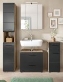 Badm�bel Set 4-teilig Cover in schwarz matt und Nox Eiche Badkombination 150 x 185 cm