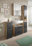 Badm�bel Set 4-teilig Cover in schwarz matt und Nox Eiche Badkombination 150 x 185 cm