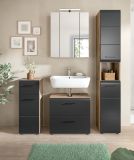 Badm�bel Set 4-teilig Cover in schwarz matt und Nox Eiche Badkombination 150 x 185 cm
