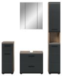Badm�bel Set 4-teilig Cover in schwarz matt und Nox Eiche Badkombination 150 x 185 cm