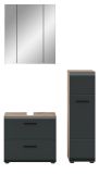 Badm�bel Set 3-teilig Cover in schwarz matt und Nox Eiche Badkombination 105 x 185 cm