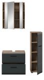 Badm�bel Set 3-teilig Cover in schwarz matt und Nox Eiche Badkombination 105 x 185 cm