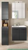Badm�bel Set 3-teilig Cover in schwarz matt und Nox Eiche Badkombination 105 x 185 cm