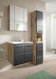 Badm�bel Set 3-teilig Cover in schwarz matt und Nox Eiche Badkombination 105 x 185 cm