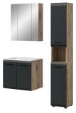 Badm�bel Set 3-teilig Cover in schwarz matt und Nox Eiche Badkombination 105 x 185 cm