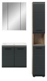Badm�bel Set 3-teilig Cover in schwarz matt und Nox Eiche Badkombination 105 x 185 cm