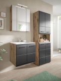 Badm�bel Set 3-teilig Cover in schwarz matt und Nox Eiche 135 x 185 cm, inkl. Waschbecken