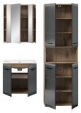 Badm�bel Set 3-teilig Cover in schwarz matt und Nox Eiche 135 x 185 cm, inkl. Waschbecken
