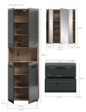 Badm�bel Set 3-teilig Cover in schwarz matt und Nox Eiche Badkombination 135 x 185 cm