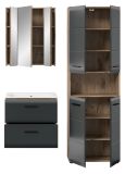 Badm�bel Set 3-teilig Cover in schwarz matt und Nox Eiche Badkombination 135 x 185 cm