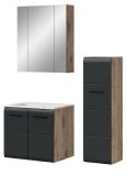 Badm�bel Set 3-teilig Cover in schwarz matt und Nox Eiche Badkombination 105 x 185 cm