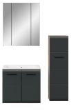 Badm�bel Set 3-teilig Cover in schwarz matt und Nox Eiche Badkombination 105 x 185 cm