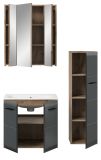 Badm�bel Set 3-teilig Cover in schwarz matt und Nox Eiche Badkombination 105 x 185 cm
